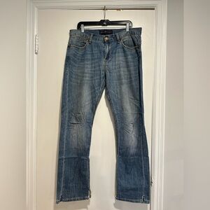 7 For All Mankind Y2K Mens 34x33 Bootcut Jeans  Distressed Embroidered Denim.